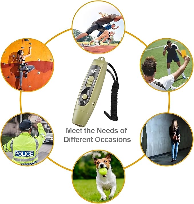 Rechargeable Bear Horn to Scare Bears, 125dB Electronic Air Horn with LED Flashlight & Compass & Thermometer, Electronic Whistle Bear Bells for Safety Hiking Camping Emergency Self Defense