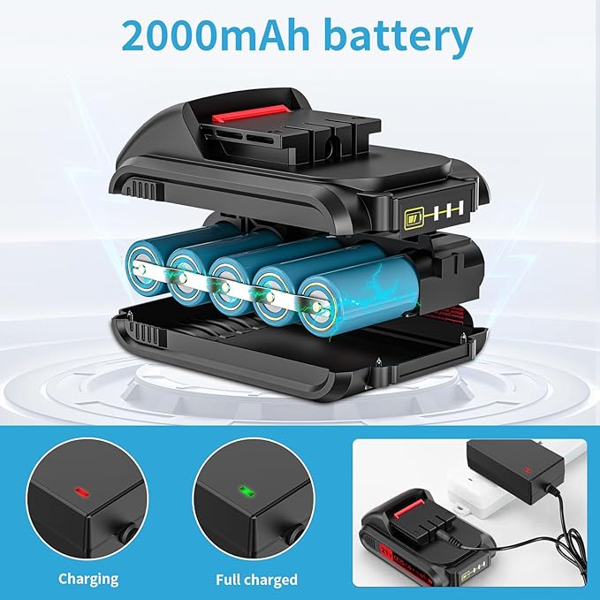 Cordless Drill Set, 21V Power Drill with 2 Batteries and Charger, 25+3 Torque Setting Electric Drill with 26 Acessories, Built-in 3/8'' Keyless Chuck, LED Light, Max 398 in/lb Electric Screwdriver