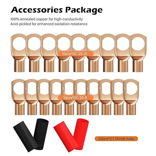 4 Gauge AWG Power/Ground Wire Cable 15 Ft Black+15 Ft Red, High Power Shielded CCA Soft Automotive Welding Battery Wiring Kit,for Car Audio Amp Speaker RV Trailer Marine Solar+ Lugs&Heat Shrink Tubes