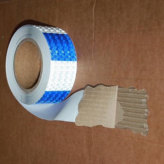 Reflective Tape Blue White 2 Inch x 68 Feet, Outdoor Waterproof Warning Reflector, Night Safety Stickers for Bicycles