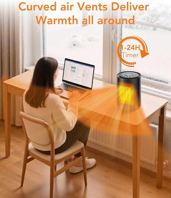 ZAFRO Space Heater for Indoor Use, Portable Electric Heaters with Digital Display and Remote, 2025 Upgraded, 24H Timer, 5 Mode, Thermostat, 1500W PTC Ceramic Fast Heat Safety for Home Office Bedroom