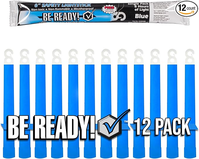 Be Ready - Industrial 12 Hour Illumination Emergency Safety Chemical Light Glow Sticks 12 Pack