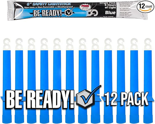 Be Ready - Industrial 12 Hour Illumination Emergency Safety Chemical Light Glow Sticks 12 Pack