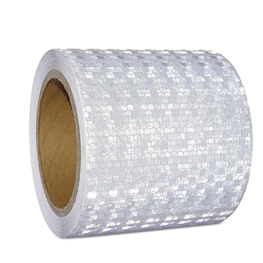 Reflective Tape, Waterproof Self Adhesive Dot Reflective Tape Outdoor Safety Caution Reflector for Trailers, Bikes, Cars（White, 4 Inch x 32.8 Feet）