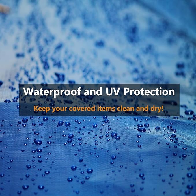 Tarp Heay Duty Waterproof 5x6ft,Blue Tarp Cover Plastic Poly Tarpaulin for Outdoor Cover,Emergency Rain,Roof, Pool, Boat,Camping - Multipurpose with 12Mil Thickness