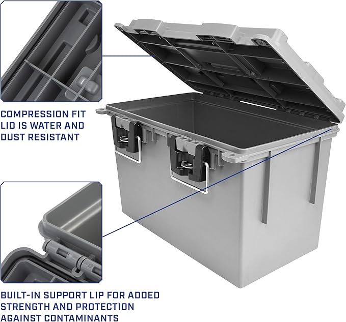 Sheffield 12775 XL Storage Bins With Lids, 2-Pack Stackable Storage Bins, Made in USA, Lockable and Water-Resistant Containers with Lids, Plastic Containers for Home, Classroom, and Dorm