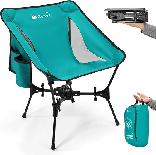 Gonex Portable Camping Chair, The 5th Gen Ultralight Compact Backpacking Foldable Lightweight Folding Chair for Outdoor Camp Hiking Beach Picnic Concert, Supports 330lbs (Lake Green, 1 PCS)