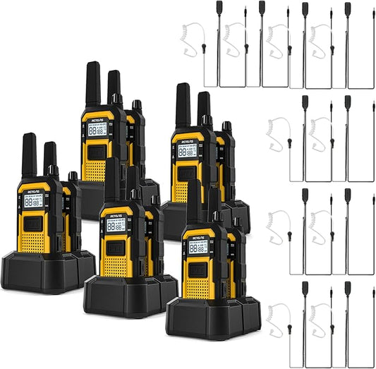 Retevis RB48 Radios Walkie Talkies with Earpiece, Heavy Duty 2 Way Radio Long Range, MIL-STD 810H Two Way radios, Advanced Triple Proof, VOX, 2000mAh, Vibration Reminder, Emergency Alert(10 Pack)