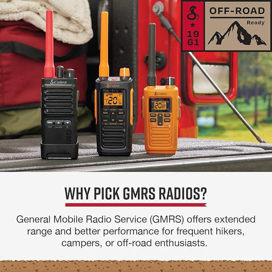 Cobra TrailBlazer 250 GMRS Radio (2-Pack) – AA Battery Powered with USB-C Charging, Compact 2.5W Long Range Walkie Talkies, NOAA, Programmable Software, Removable Antenna, Repeater Capable