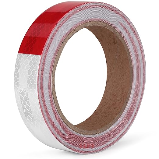 LLPT Reflective Tape 1” x 33 Ft DOT-C2 High Visibility Safety Tape Flexible Waterproof Intense Reflector for Trailer Truck Car RV Boat Camper Color Red White (RT103RW)