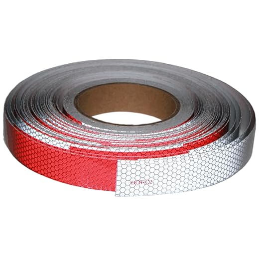 Red and White Reflective Tape Outdoor Waterproof 1 inch X 185 feet, High Visibility Conspicuity Safety Industrial Marking Tape