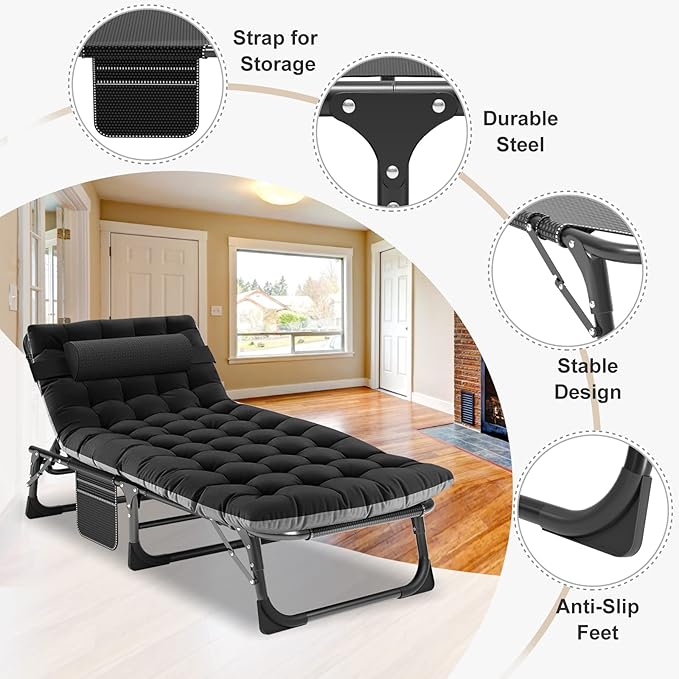 ABORON Camping Cot for Adult 28" Extra Wide, Heavy-Duty 1200D Oxford Cot for Sleeping, Portable Folding Camp Bed with Mat & Carry Bag