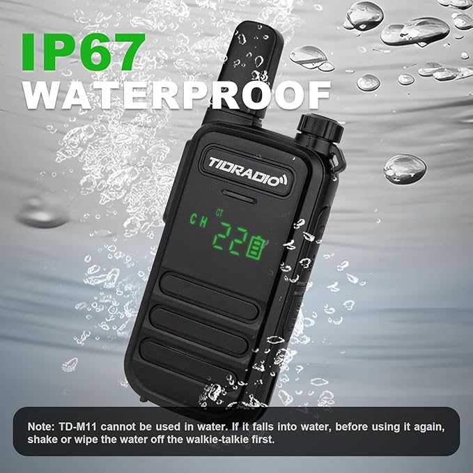 TIDRADIO TD-M11 Walkie Talkies Waterproof IP67,Long Range Two Way Radio with USC-C & Base Charging,NOAA Weather Radio,APP Programmable,2 Way Radio for Adults,Business School Church Restaurant -20 Pack