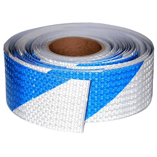 Reflective Tape Blue White 3 inch Wide for Automobile, Outdoor Waterproof High Visibility Safety Warning Adhesive Strips (166 feet)