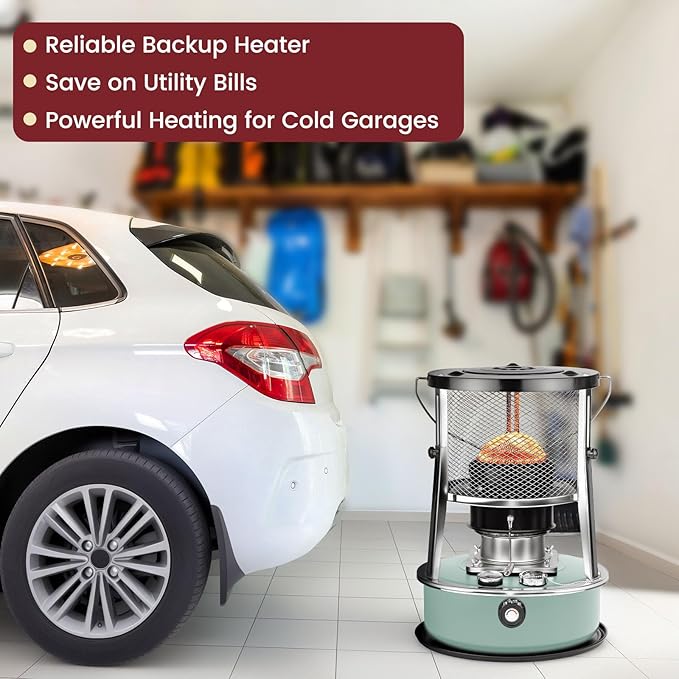 10,000 BTU Kerosene Heater, Kerosene Heaters for Indoor Use, Non Electric Portable 2 in 1 Stove & Heater for Camping, Garage, Home, and Emergency Use