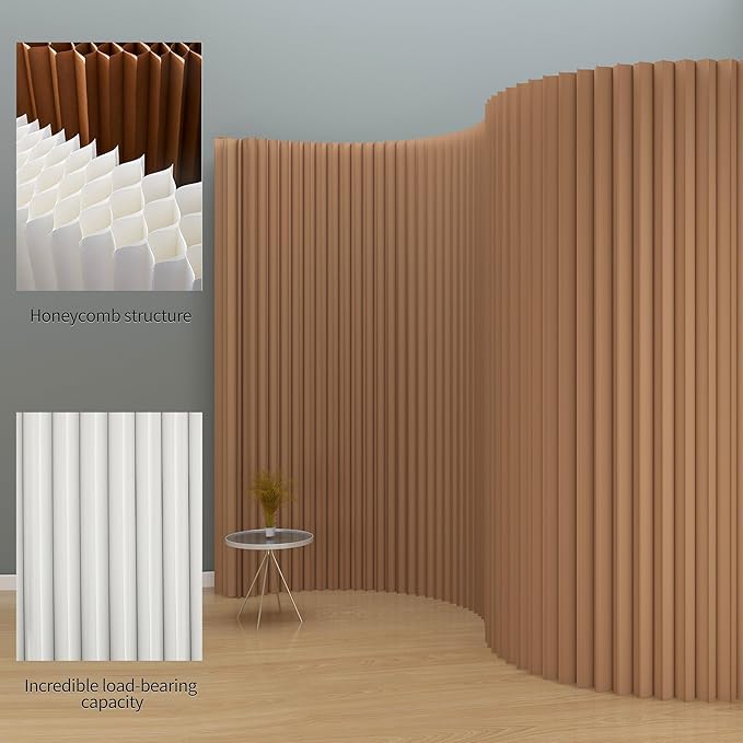 Foldable Room Divider Privacy Screens Movable Temporary Wall Space Partition, 5.25~9.19 FT Tall, 6.56~16.5 FT Width, Choice of Various Sizes and Styles(Brown)