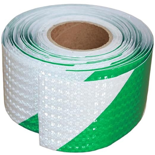 Reflective Tape Green White 4 inch Wide for Truck, Outdoor Waterproof High Visibility Safety Warning Adhesive Strips (166 feet)