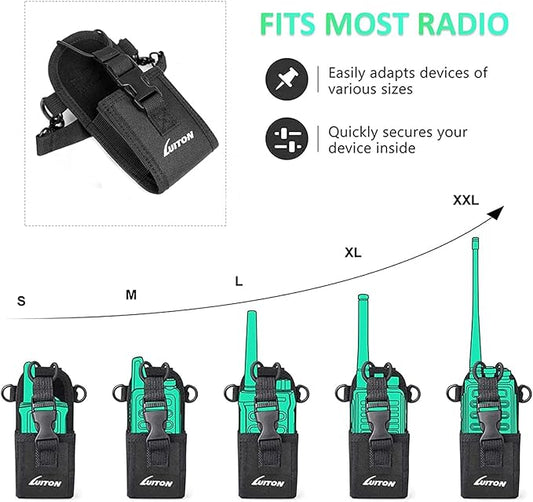 LUITON Radio Holder Walkie Talkie Pouch Molle Radio Pouch BaoFeng Radio Holster Strap Radio Case for Duty Belt Compatible with BaoFeng UV5R 888S F8HP Kenwood Icom HYT Arcshell Retevis H777 (2 Pack)