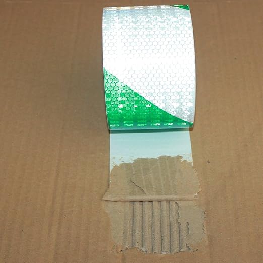 Reflective Tape Green and White 4 inch X 68 feet, Outdoor Waterproof Hazard Conspicuity Warning Industrial Marking Tape