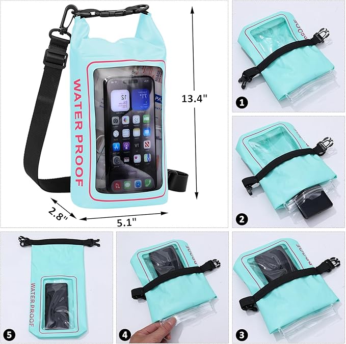 154 Pieces Waterproof Boat First Aid Kit Dry Bag with Cell Phone Bug Out Bags Pouch Roll Top Boat Emergency Kit 2-in-1 for Camping Fishing Kayaking Swimming Rafting