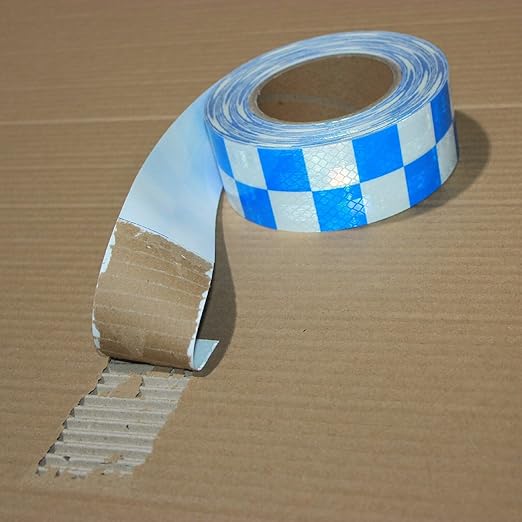 Reflective Tape Blue and White 2 inch Wide for Cars, Outdoor Waterproof High Visibility Safety Warning Adhesive Strips (166 feet)