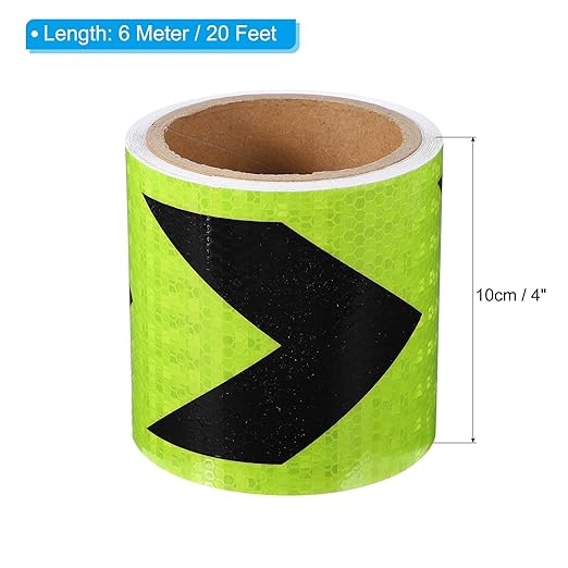 PATIKIL Reflective Tape, 4 Inch x 20 ft Waterproof Self Adhesive High Visibility Safety Warning Arrow Tape Outdoor Reflectors for Trucks Trailers Cars, Green Black