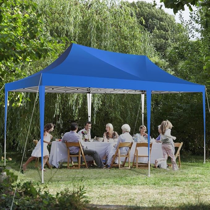 COBIZI 10x20 Pop Up Canopy Tent with Sidewalls,Party Tent Outdoor Gazebos, Waterproof & UV50+,3 Adjustable Heights,Higher Frame Design - Extra Tall for Parties Backyard,Weddings,Markets, Blue