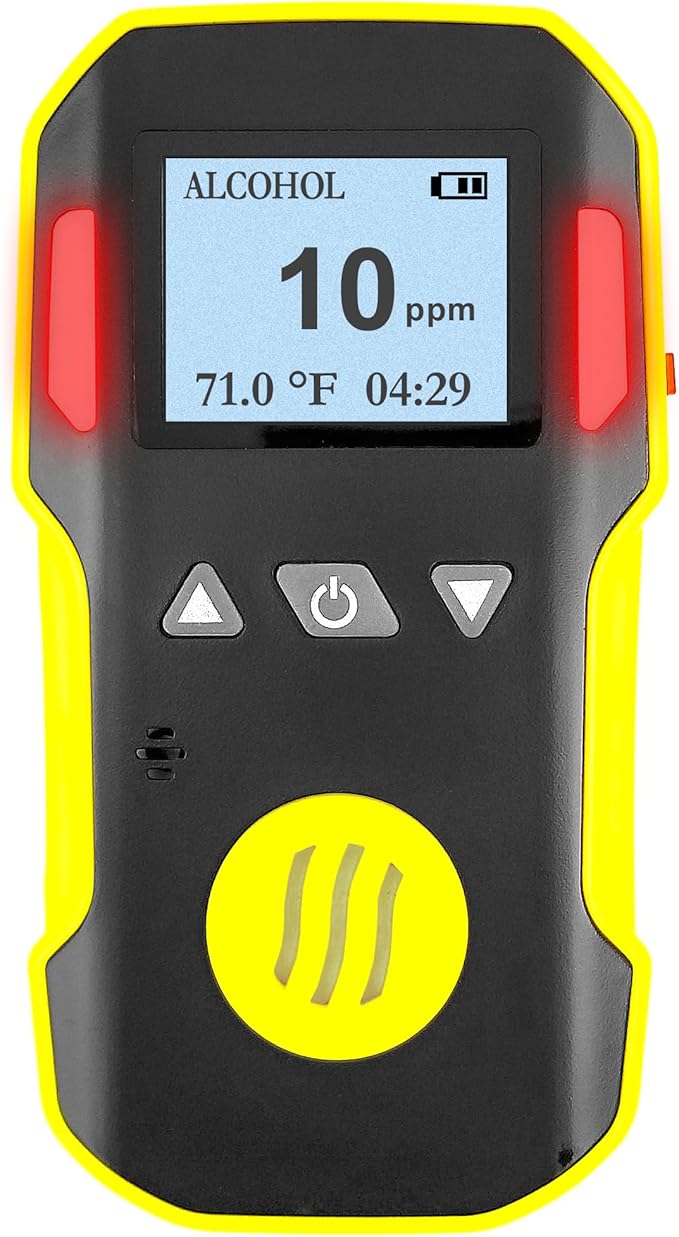 Alcohol Gas Detector by Forensics | Methanol, Ethanol, Isopropanol | USA NIST Calibration & Certificate | USB Recharge | Sound, Light and Vibration Alarms | 0-100ppm |