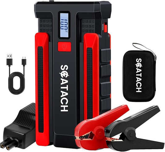 3500A Jump Starter,12V Car Jumper Starter (up to 10.0L Gasoline and 8.0L Diesel Engine),12V Portable Jump Box with Jumper Cables, LED Display, 3 Modes Flashlight