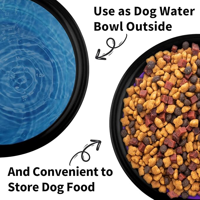 Collapsible Dog Bowls-2 Pack Large Size for Large/Medium Dogs, Pet Travel Water Bowl, Dogs Cat Portable Water Bowl, Dog Pet Feeding Watering Dish Outdoor Hiking Parking Traveling with 2 Carabiners