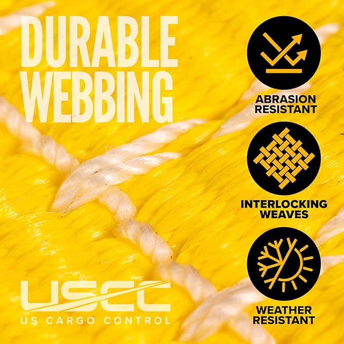 US Cargo Control 4" x 30' Winch Straps with Twisted Sewn Loops (10-Pack), 5,400 LBS Working Load Limit, Heavy Duty Flatbed Tie Downs, Yellow 4 Inch Straps for Flatbed Trailers and Trucks