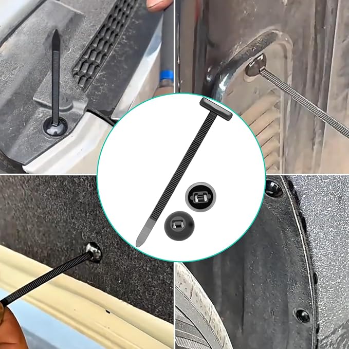 50Pcs Nylon Universal Cable Tie Buckle - New Multifunctional Nylon Zip Ties, Heavy Duty Plastic Rivet T Zip Ties Style, for Daily Maintenance and Fixing of Automobiles