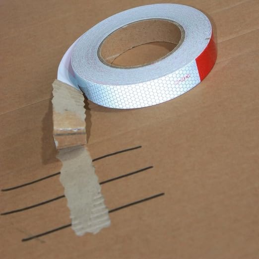 Reflective Tape Red White 1 Inch x 168 Feet, Warning Conspicuity Reflector, Night Safety Sticker for Car Trailer Clothing