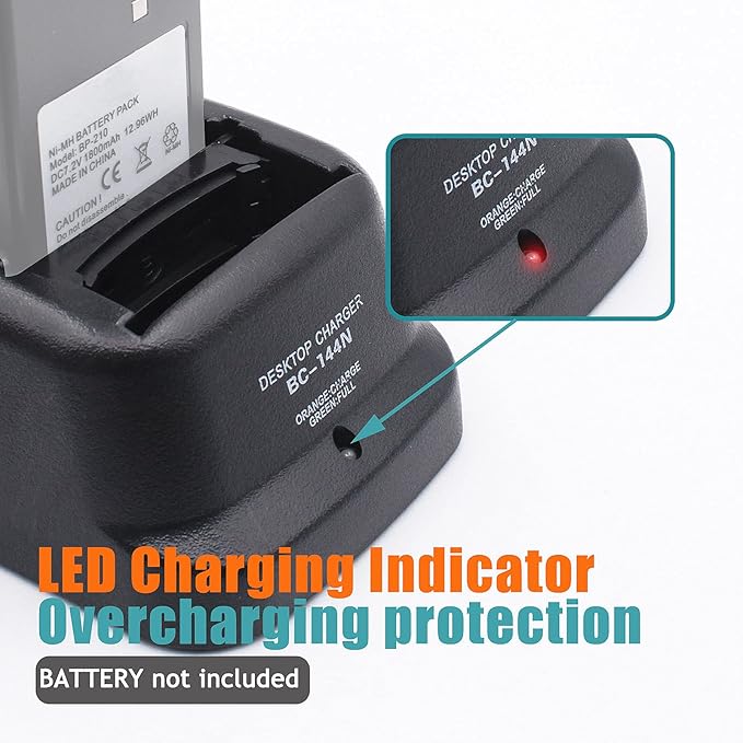Replace BC-144N Rapid Charger for ICOM IC-A6 IC-A24 IC-F3GT IC-F4GT IC-F30GT IC-F40GT IC-F11 IC-F21 IC-V8 IC-V82 IC-U82 Radio BP-209N BP-210N BP-222N