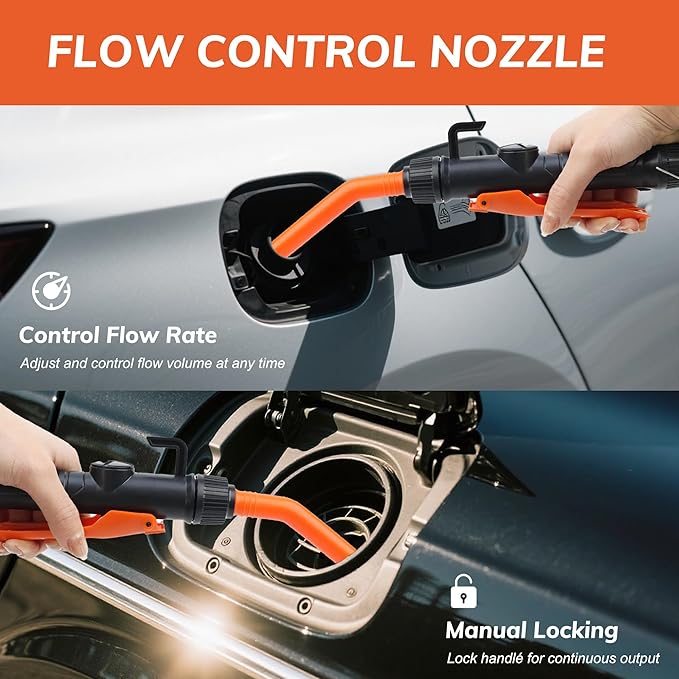 Portable Fuel Transfer Pump, Battery Powered Siphon Pump for Gasoline, Fuel, Gas, Diesel, Water Transfer, 2.4 GPM Flow Oil Extractor with Powerful Suction Ergonomic Nozzle 46.3 Inches Hose
