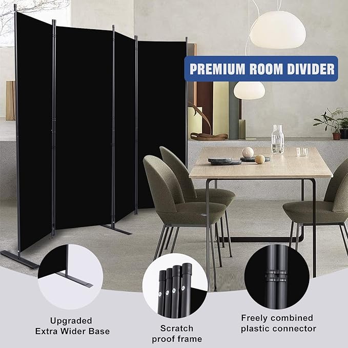 Room Divider 6FT Portable Room Dividers and Folding Privacy Screens, 88'' W Fabric Divider for Room Separation, 4 Panel Partition Room Dividers Screen