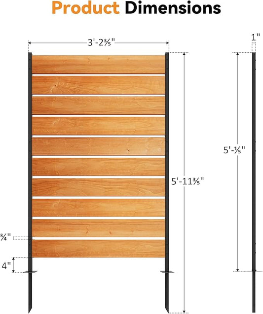 Modern Shade 5' x 3' Wood Privacy Fence Screen (4 Panel) Natural Cedar Wood, Outdoor Privacy Fence Panel for Deck Balcony, Conceals Trash Cans Air Conditioner, Ultimate Fence Privacy Screen