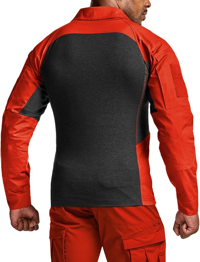 CQR Men's Combat Shirt Tactical 1/4 Zip Long Sleeve Military BDU Shirts Camo EDC Top with Pockets