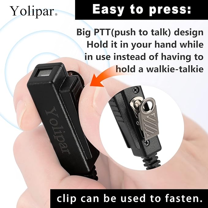 RDM2070D 2-Pin 2-Wire Motorola Walkie Talkies Earpiece Surveillance Kit Compatible with CLS1410 CLS1110 CP200D GP300 GP2000 BPR40 Radio with Big PTT Mic Tansparent Acoustic Tube Headset