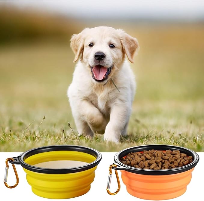 Collapsible Pet Bowl Set, 12oz Travel Dog Bowls with Carabiners, Portable Foldable Design, 6 Pack