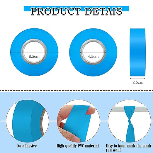 10 Pack Blue Flagging Tape, Non-Adhesive Plastic Ribbon Neon Marking Roll, 1inch*2000ft, Marking Tape for Tree Marking, Hunting, Boundaries and Hazardous Areas,Trail Marking