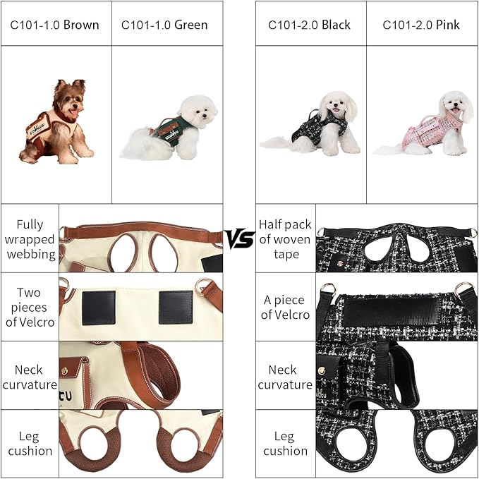 Dog Lift Harness Dog Carrier Dog VES Harness Adjustable Dog Leash with Small Puppy Treat Bag（Green,XS）