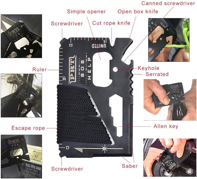 XUANLAN Emergency Survival Kit 13 in 1, Outdoor Survival Gear Tool with Survival Bracelet, Fire Starter, Whistle, Wood Cutter, Water Bottle Clip, Pen (Survival Kit 1)