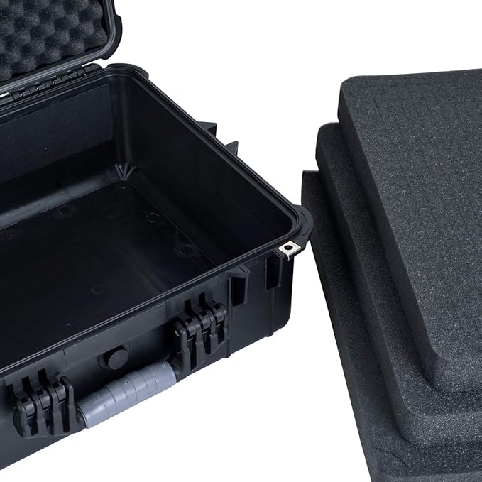 MEIJIA Portable All Weather Waterproof Protective Hard Case,Compact Camera Case with Customizable Fit Foam,Fit Use of Drones,Camera,Equipments, Elegant Black,20.62 x16.85x8.11inches