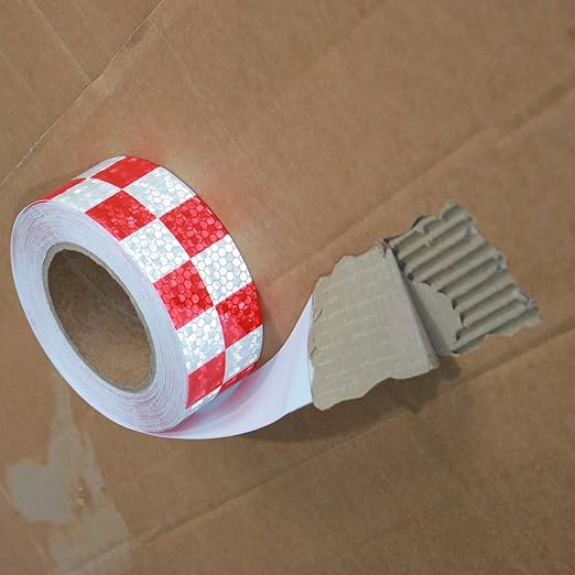Reflective Tape Red White 2 Inch x 68 Feet, Outdoor Waterproof Warning Reflector, Night Safety Stickers for Car Bicycles