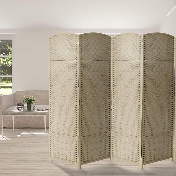 Sorbus 8 Panel Room Divider 6 ft. Tall - Privacy Screen, Extra Wide Double Hinged Panels, Diamond Double-Weaved, Partition Room Dividers and Folding Privacy Screens, Wall Divider for Room Separation