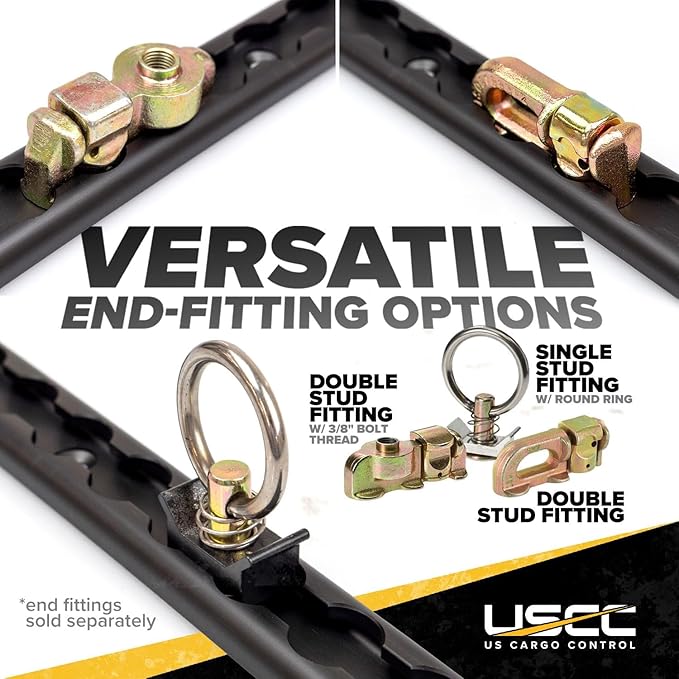 US Cargo Control L Track Tie Down System, Includes (2) USA Made 4-Foot Black Anodized Aluminum L-Track and (4) Black Single Stud O-Ring Fittings, Trailer Tie Down System for Trailers and Truck Beds