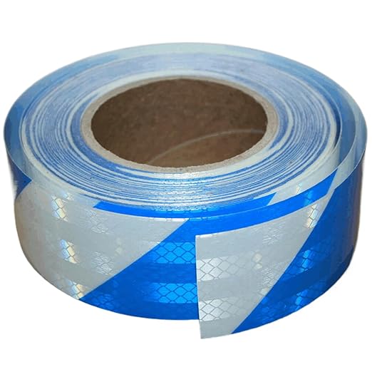 Reflective Tape Blue White 2 inch Wide for Cars, Outdoor Waterproof High Visibility Safety Warning Adhesive Strips (66 feet)