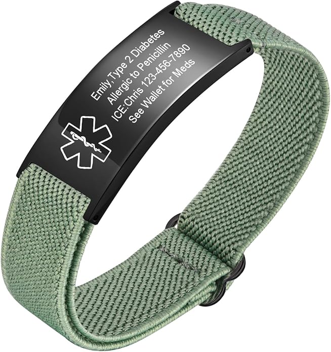 VNOX Medical Alert Bracelets for Men & Women Kids with Free Engraving Adjustable Stainless Steel Mesh Emergency Medical ID Bracelets Wristband