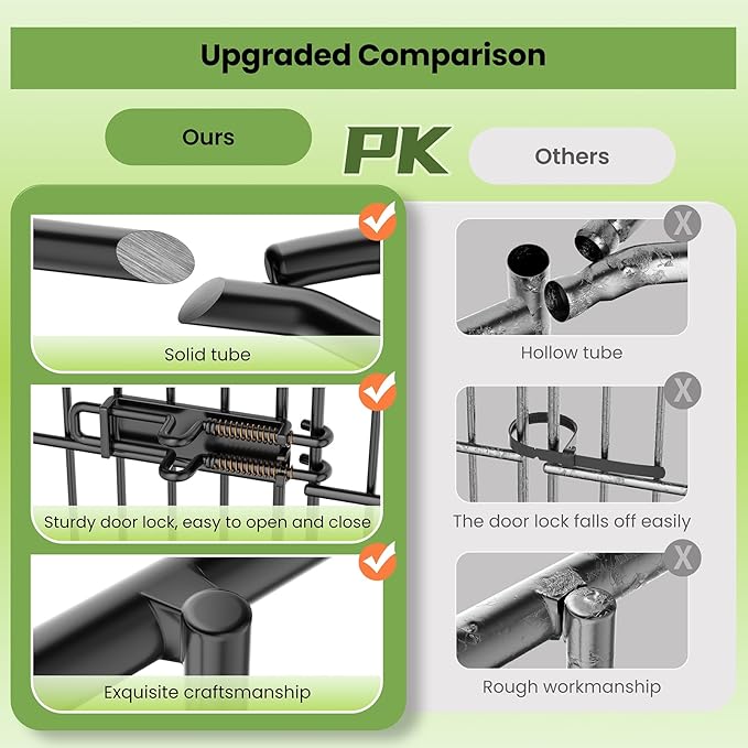 Garden Dog Fence Animal Barrier Outdoor for Yard 10 Panels with Gate 24.2 ft(L) X 40 in(H), Garden Fencing Includes Gloves, Hammer&Zip Ties, Rustproof Metal Temporary No Dig Fence Border for Dogs